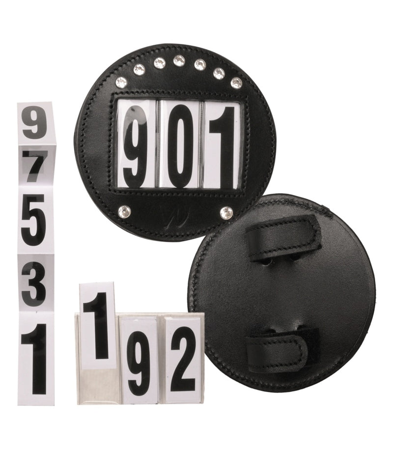 Leather Bridle Number Holder - Round - Black